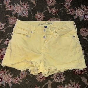 Universal Thread High Rise Distressed Yellow Jean Shorts